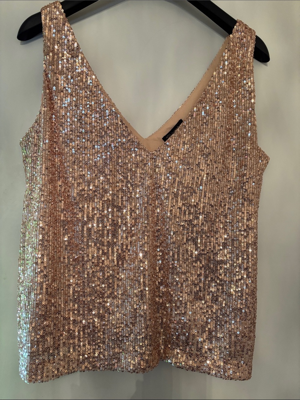 Shinestar Rose Gold Sequin V-Neck Tank